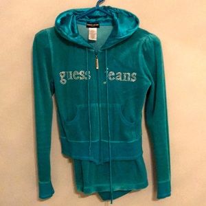 Guess Velour teal sweatsuit
